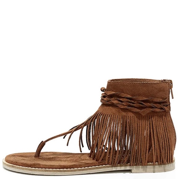 Coconuts by Matisse Juno Suede Fringe Sandals Gladiator Turquoise 8M - Picture 3 of 16